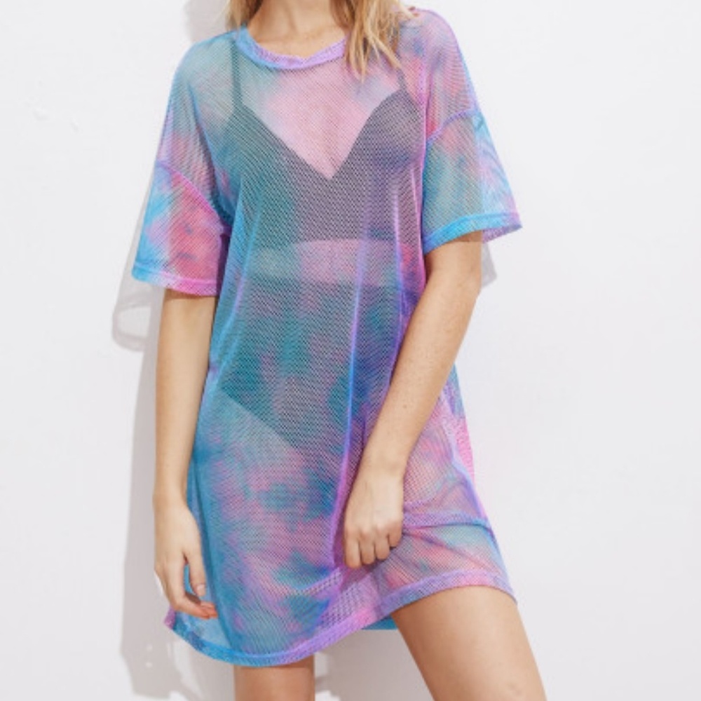 Tie dye mesh , t-shirt dress